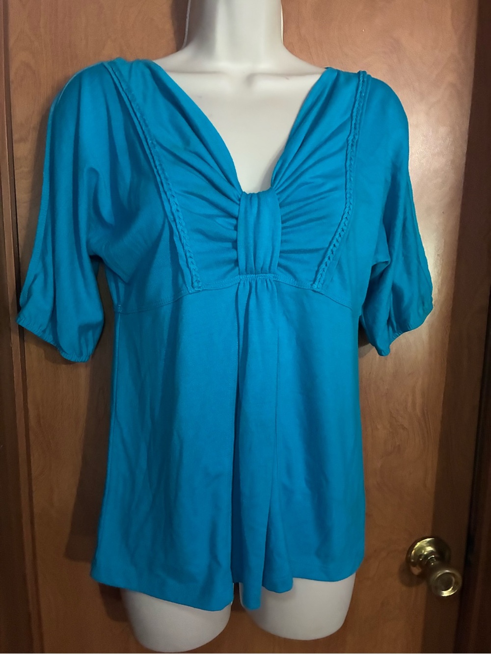 Apostrophe Teal Gathered V-Neck Women's Tunic